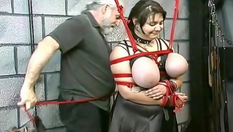Fatty is tied and tortured in his dungeon