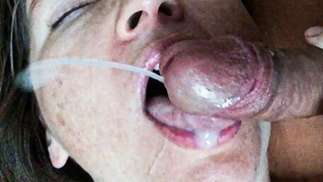 MILF gives FRENULUM LICKING CUMSHOT then gives herself a BIG FEMALE ORGASM