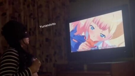 Latina Watching anime gets horny and touches herself